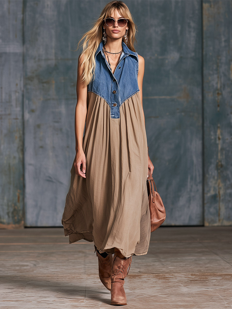 Solveig - Elegantes Maxikleid sportlich aus Jeansstoff
