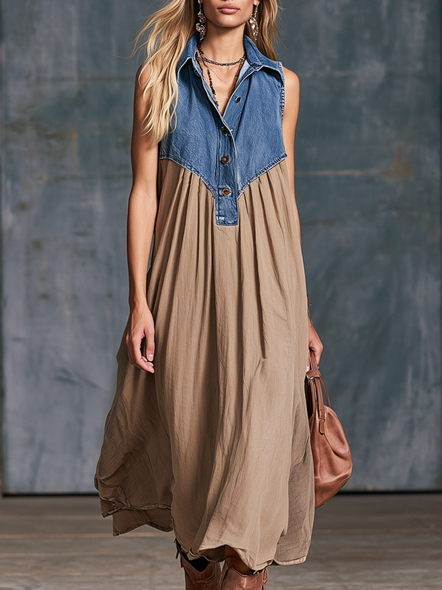 Solveig - Elegantes Maxikleid sportlich aus Jeansstoff