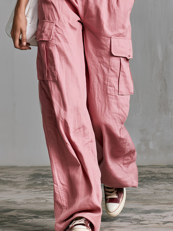 Tabea - Ensemble mit shorts lässig Retro aus Leinen gestreift