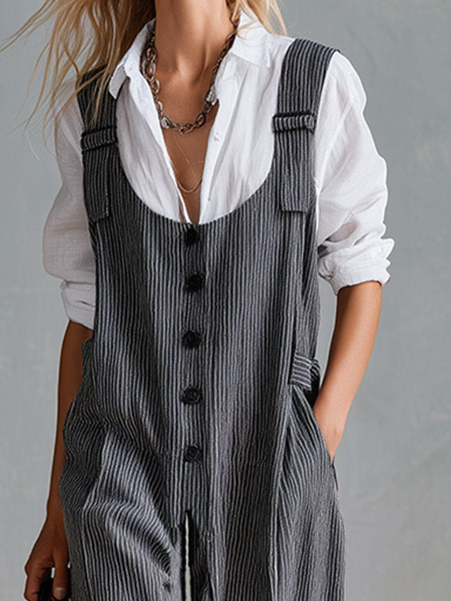 Marion - Sportliches elegantes Hosen-Ensemble aus technischem Gewebe gestreift mit Linie feminin