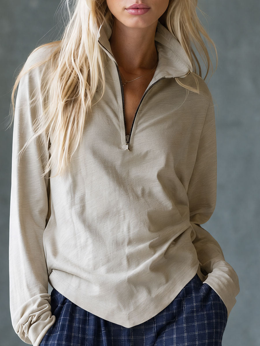 Yasmin - Lässiges Hosen-Ensemble Retro aus Leinen kariert mit Kragen