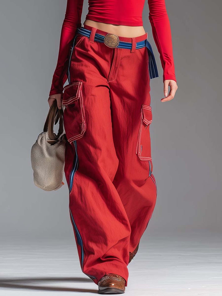 Marlies - Hosen-Ensemble Western im Retro-Stil aus technischem Gewebe mit V-Ausschnitt