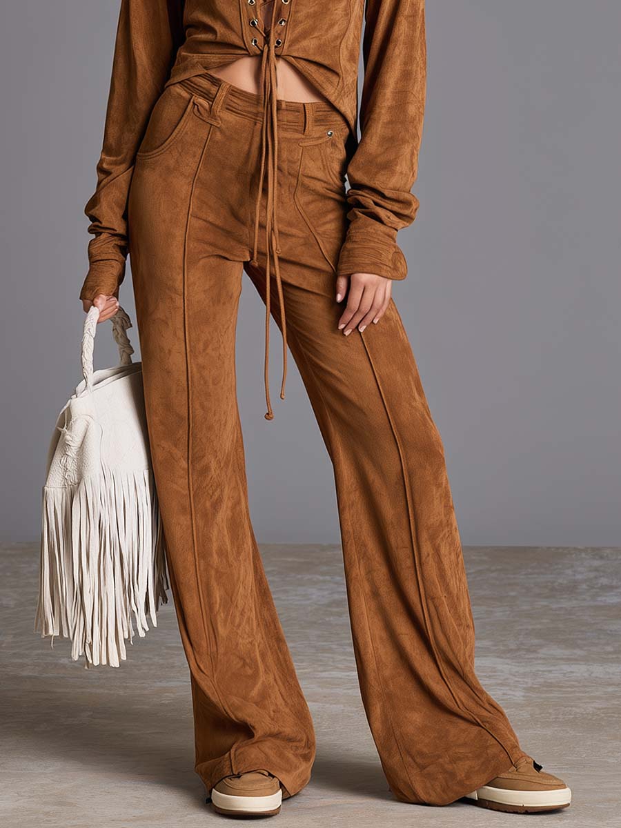 Christina - Hosen-Ensemble Western im Retro-Stil aus Spitze mit V-Ausschnitt
