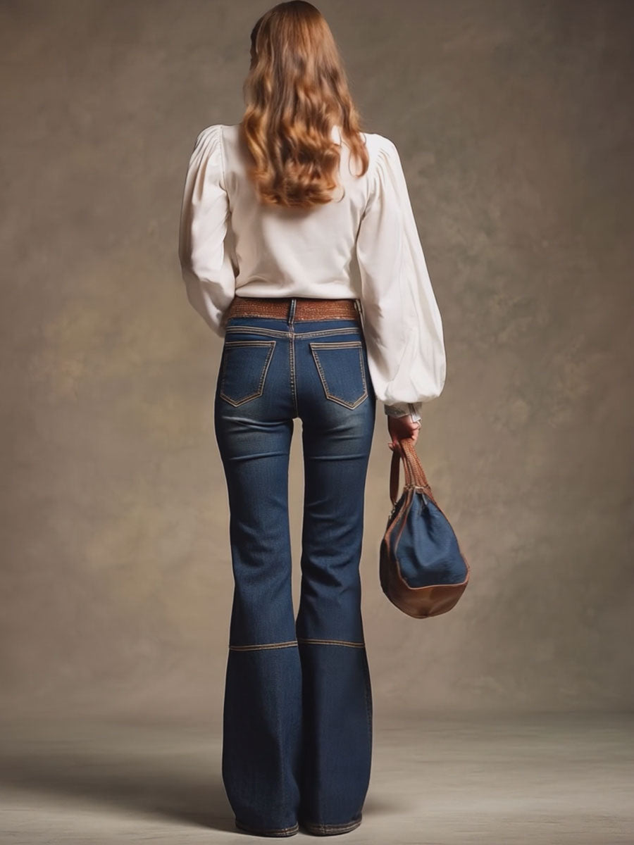 Carina - Hose Western im Retro-Stil aus Jeansstoff gestreift