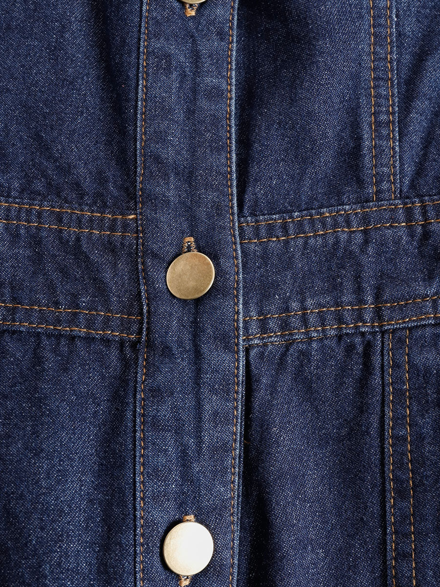 Vroni - Overall lässig Retro aus Jeansstoff mit Kragen und Taschen ärmellos