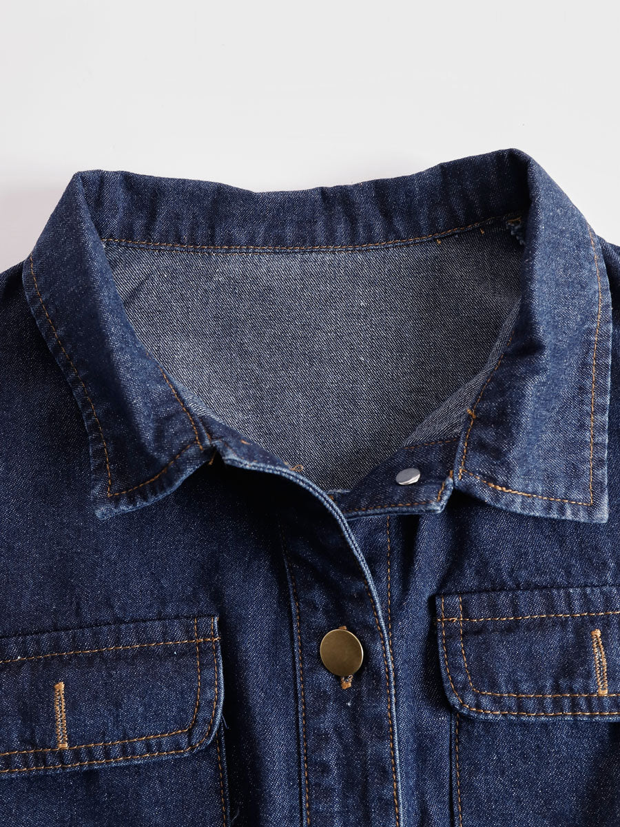 Vroni - Overall lässig Retro aus Jeansstoff mit Kragen und Taschen ärmellos