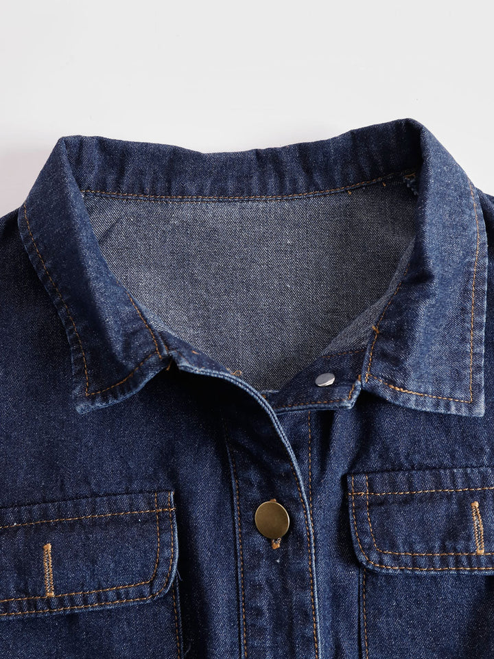 Vroni - Overall lässig Retro aus Jeansstoff mit Kragen und Taschen ärmellos