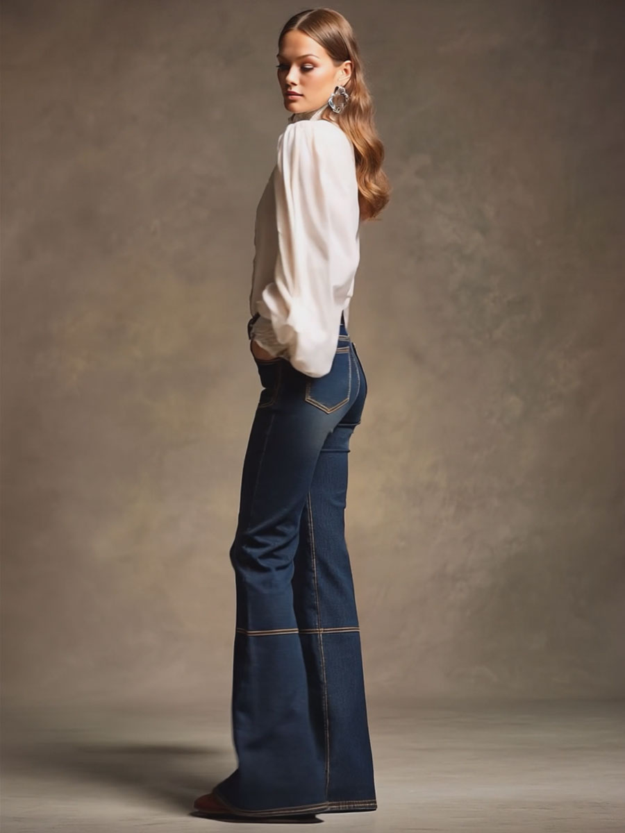 Carina - Hose Western im Retro-Stil aus Jeansstoff gestreift