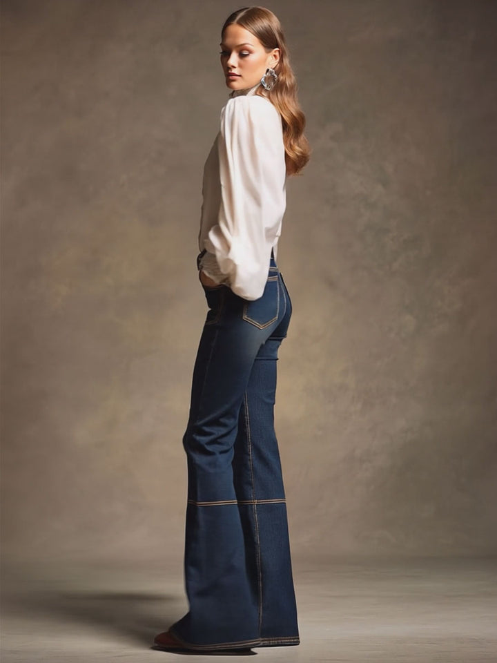 Carina - Hose Western im Retro-Stil aus Jeansstoff gestreift
