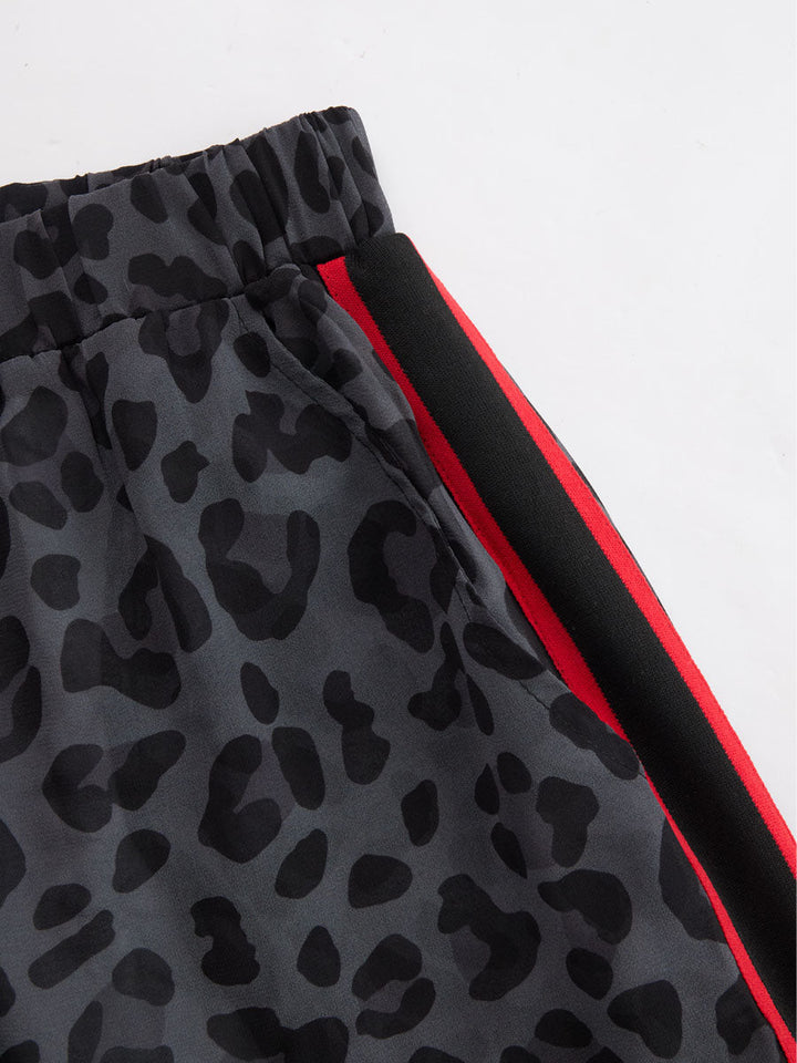 Henriette - Ensemble mit shorts sportlich aus Chiffon Leopardenmuster mit V-Ausschnitt