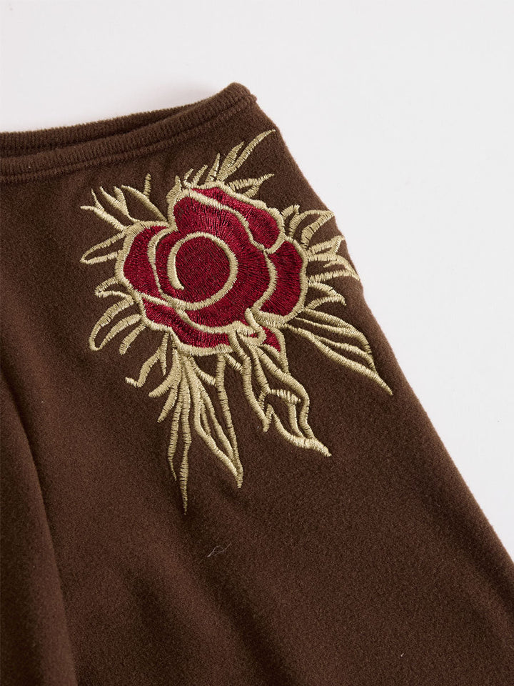 Marion - Bluse Western für den Alltag aus Leinen Blumenmuster schulterfrei bestickt
