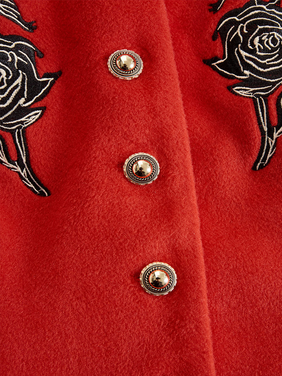 Mia - Jacke aus Leinen Blumenmuster mit Volants und Kragen bestickt