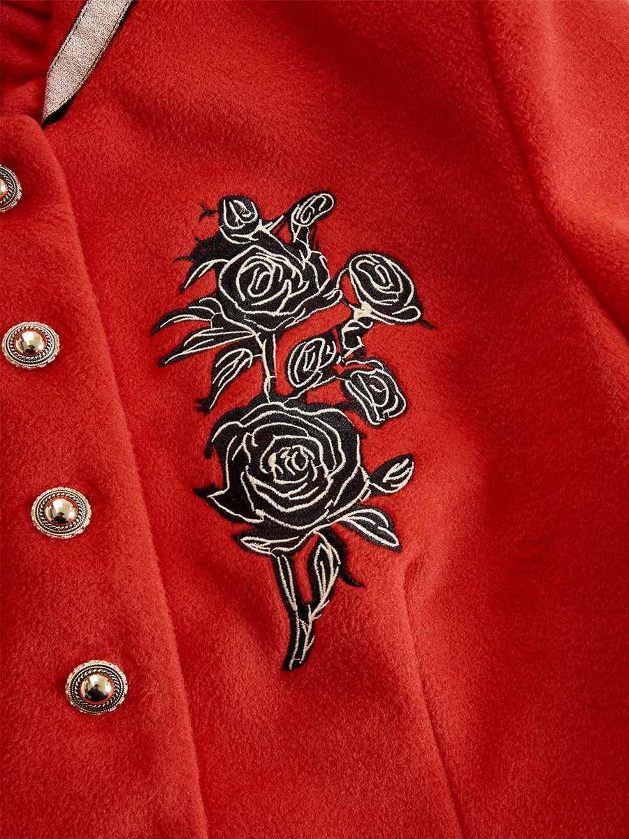 Mia - Jacke aus Leinen Blumenmuster mit Volants und Kragen bestickt