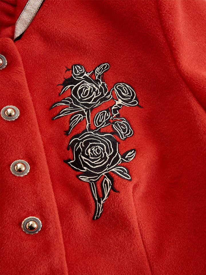 Mia - Jacke aus Leinen Blumenmuster mit Volants und Kragen bestickt