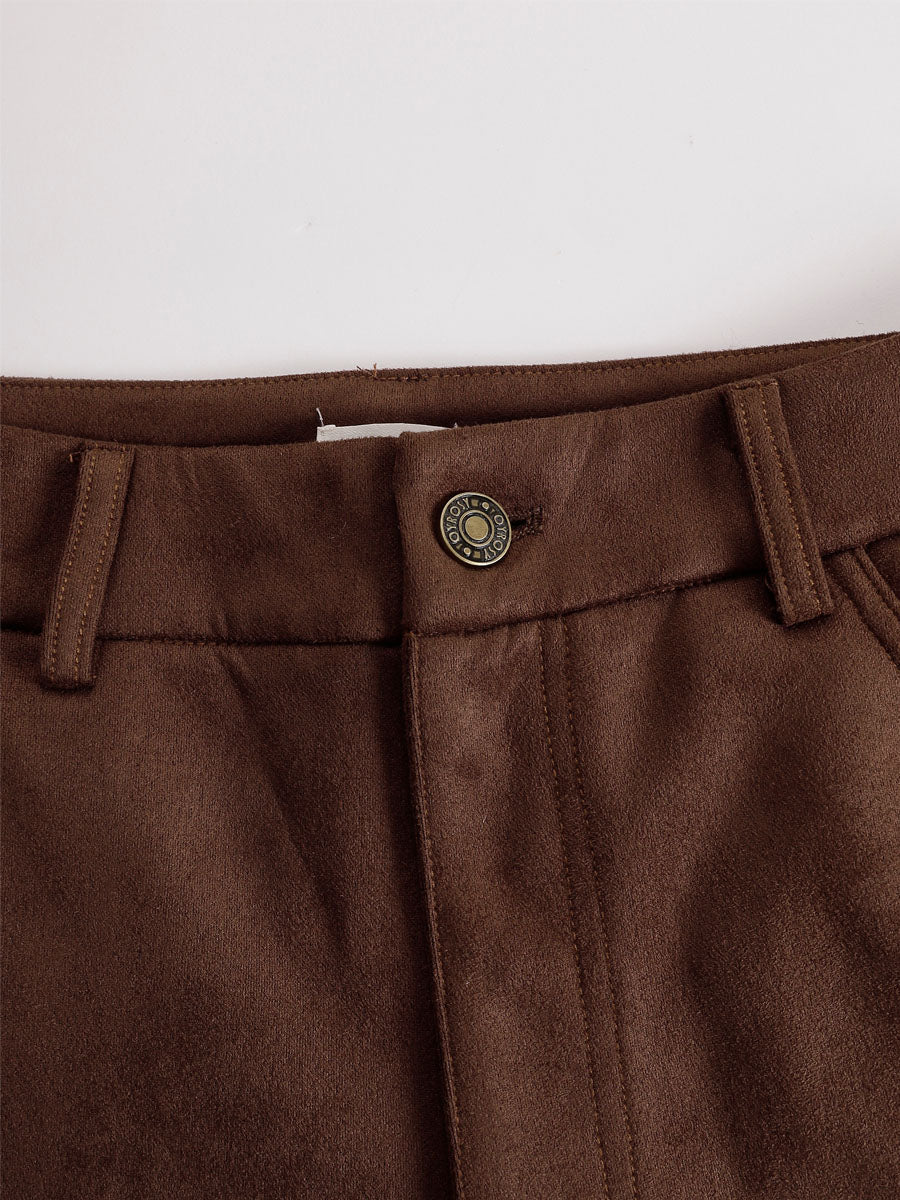 Agnes - Hose Western für den Urlaub aus Kunstwildleder Blumenmuster mit Taschen und Stickerei