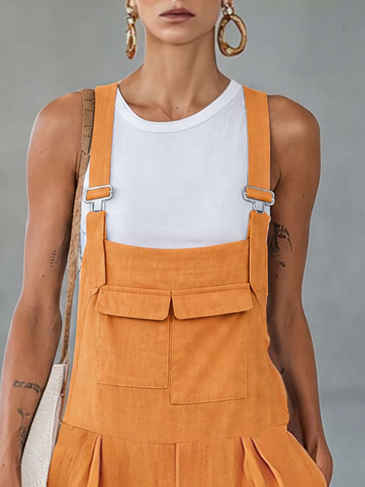 Paula - Overall Western sportlich aus Leinen mit Taschen ärmellos