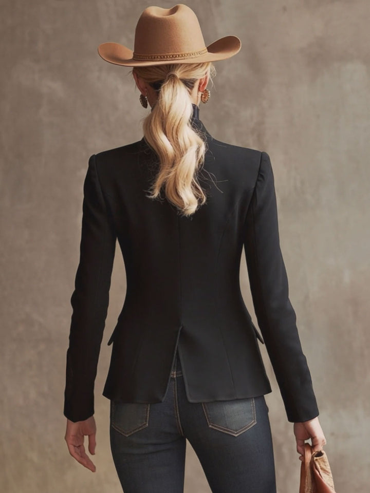 Zoé - Jacke aus Leinen Blumenmuster mit Kragen bestickt