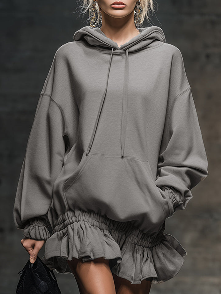 Anouk - Minikleid lässig sportlich aus technischem Gewebe mit Volants und Kapuze