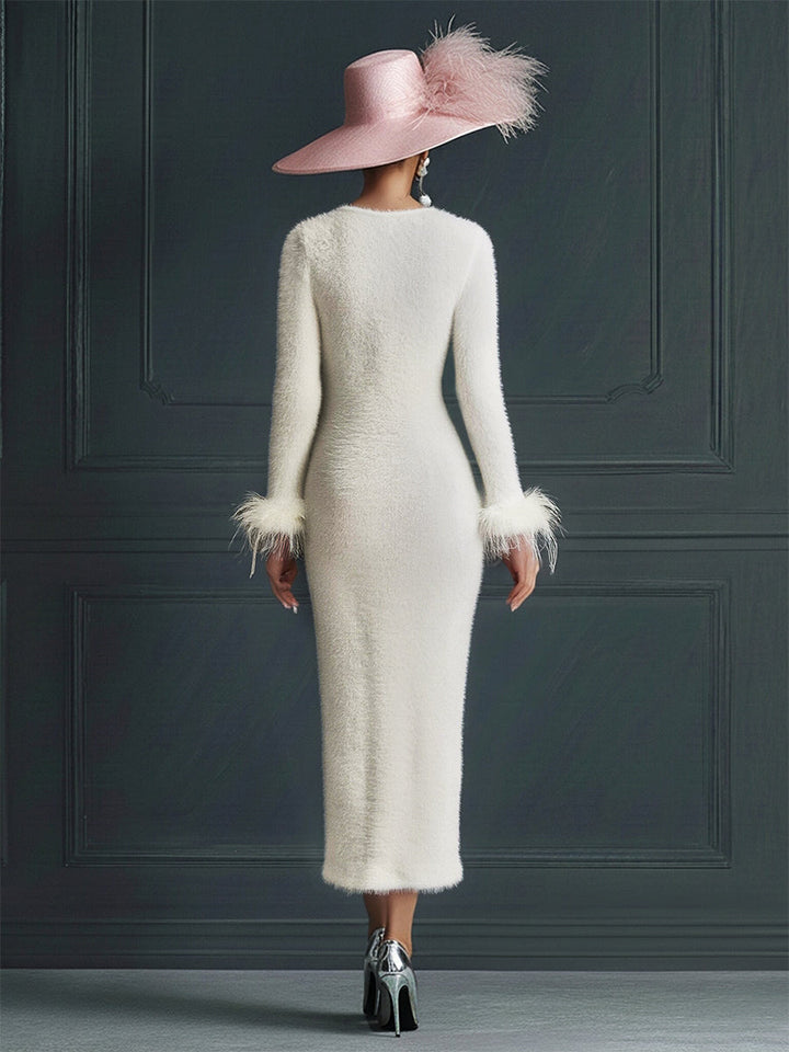 Clarissa - Midikleid aus Strick mit V-Ausschnitt und Knöpfen