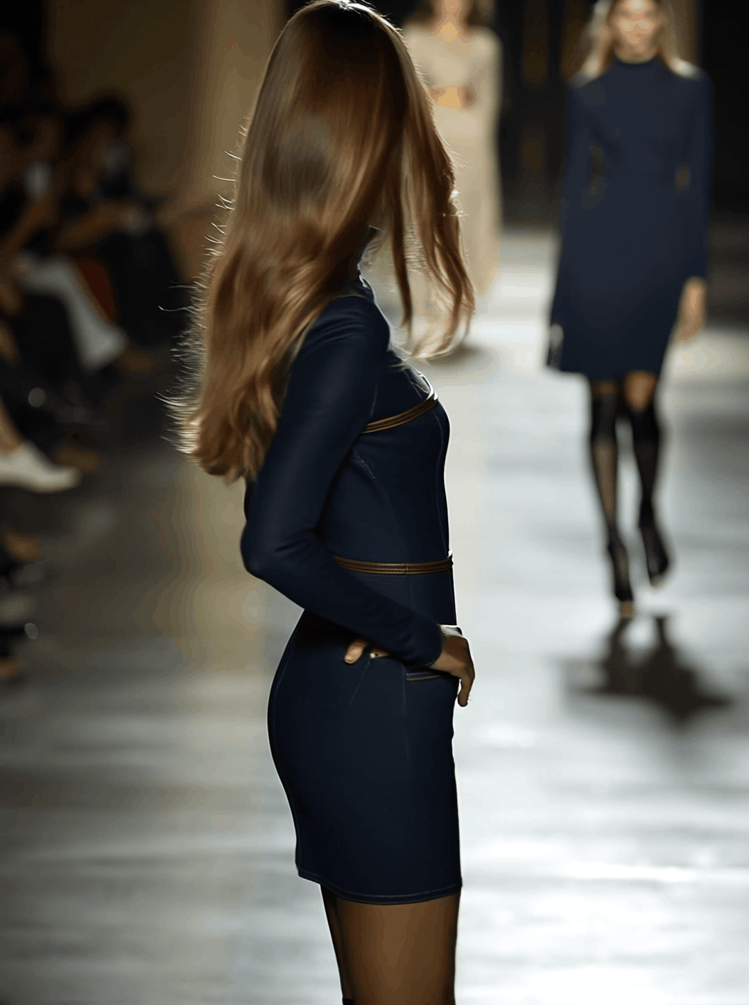 Mathilda - Elegantes Minikleid Retro aus Jeansstoff gestreift mit Kragen
