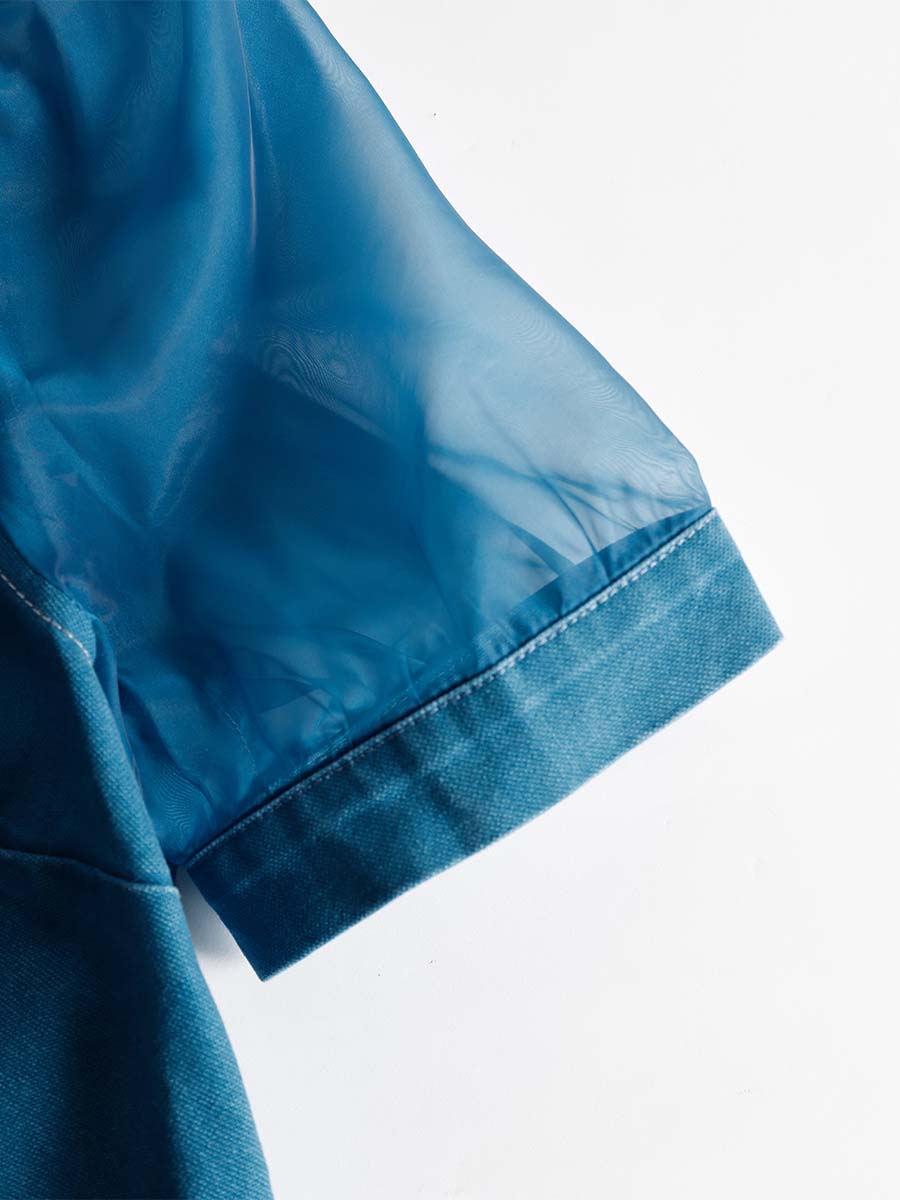 Mechthild - Maxikleid Western im Retro-Stil aus Jeansstoff mit V-Ausschnitt und Knöpfen mit Linie feminin