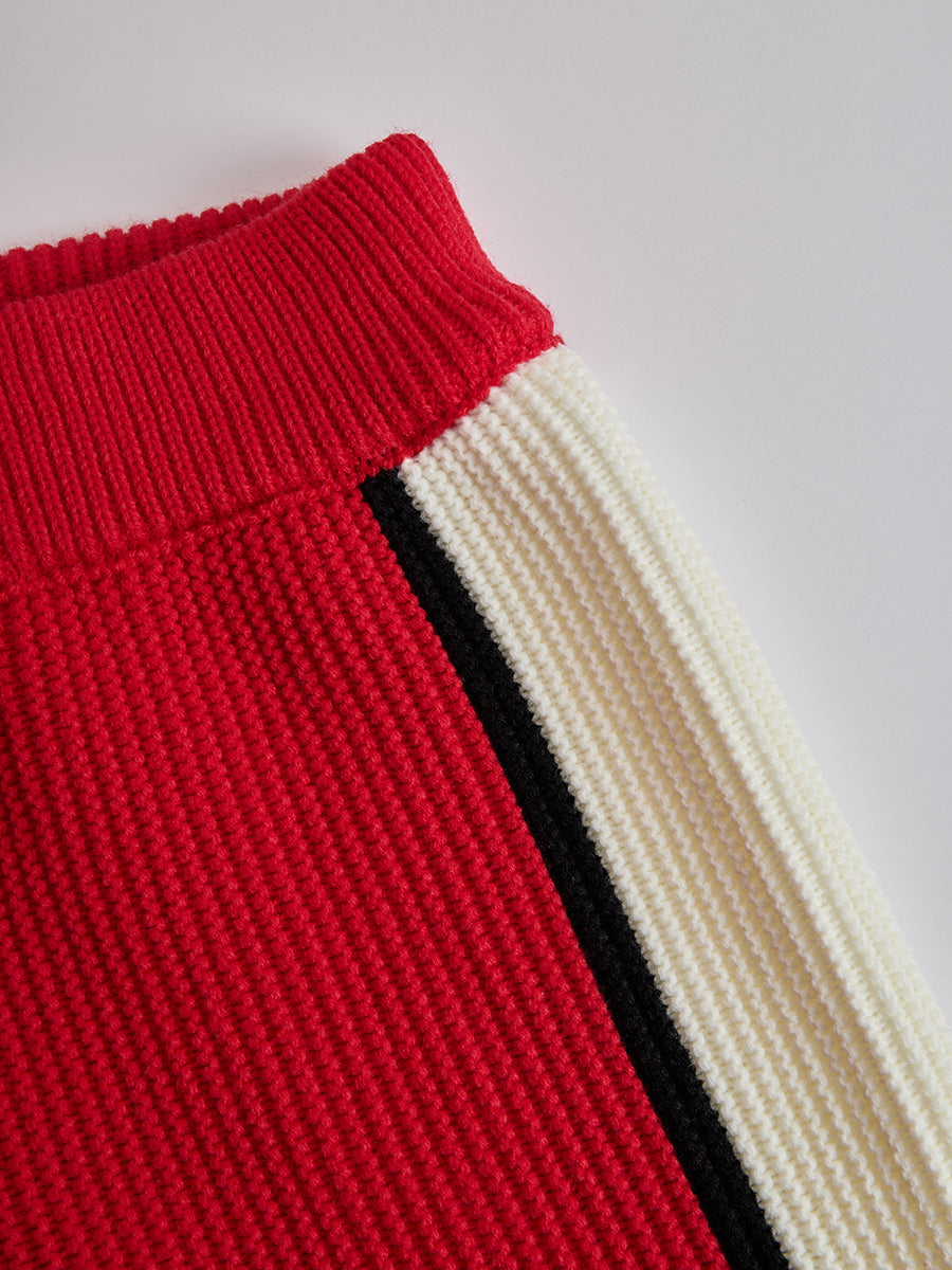 Theresia - Sportliches Hosen-Ensemble im Retro-Stil aus Strick gestreift mit Kragen