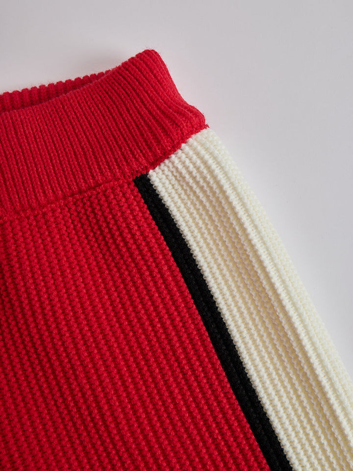 Theresia - Sportliches Hosen-Ensemble im Retro-Stil aus Strick gestreift mit Kragen