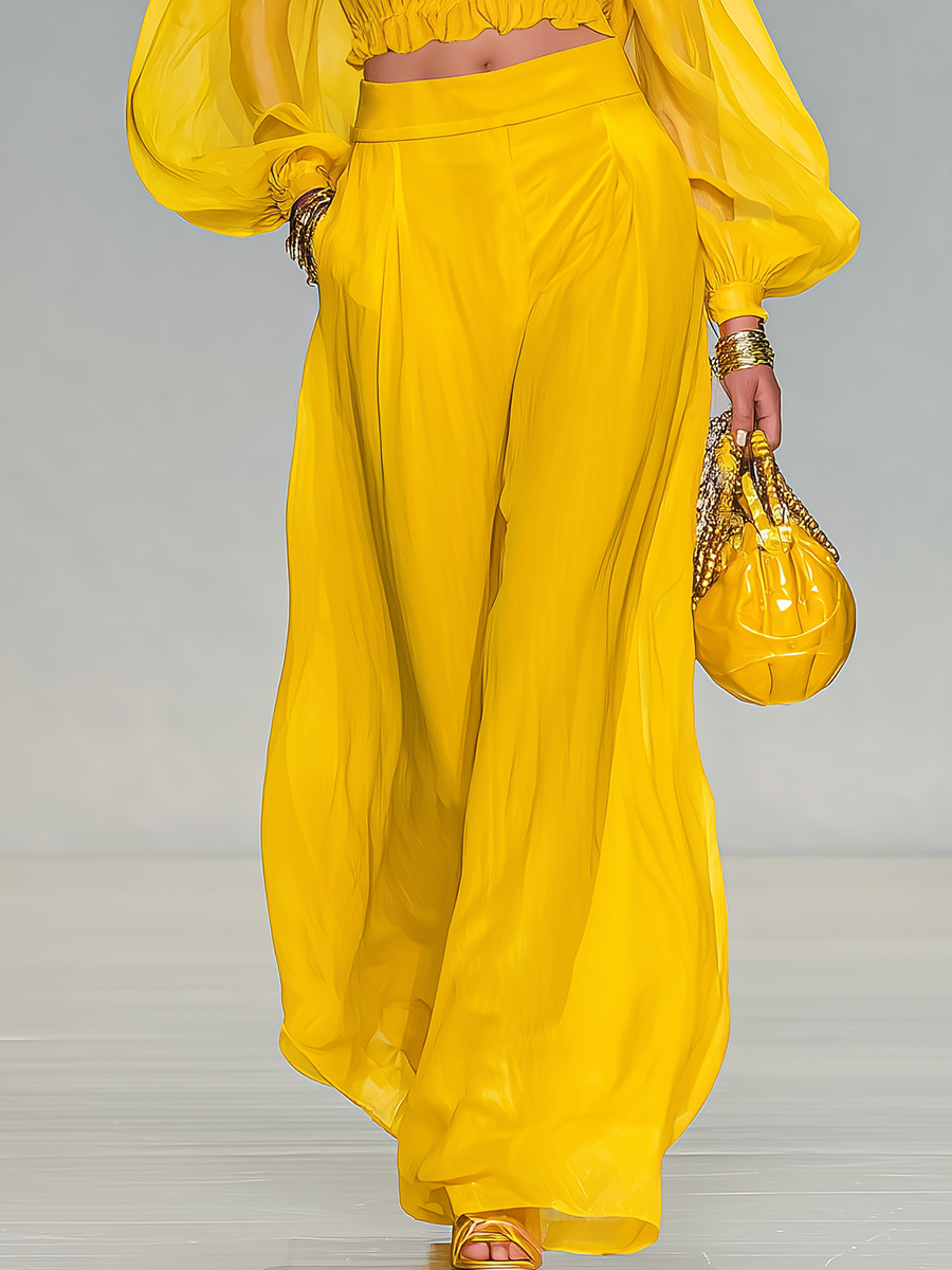 Liv - Elegantes Hosen-Ensemble für den Urlaub aus Chiffon schulterfrei