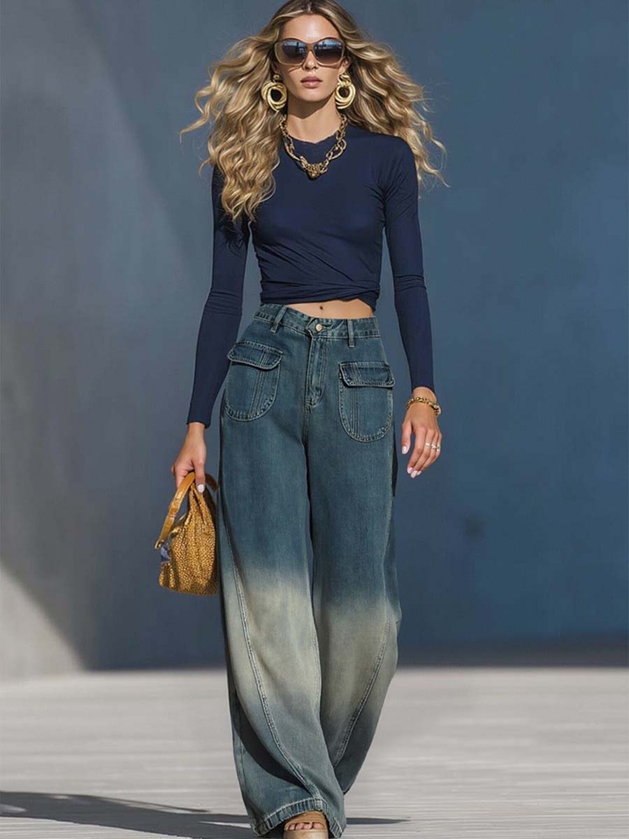Bärbel - Hose lässig Western aus Jeansstoff Farbverlauf