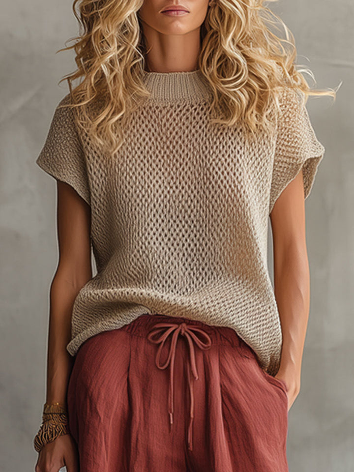 Wiebke - Ensemble mit shorts Western im Retro-Stil aus Leinen mit Linie feminin