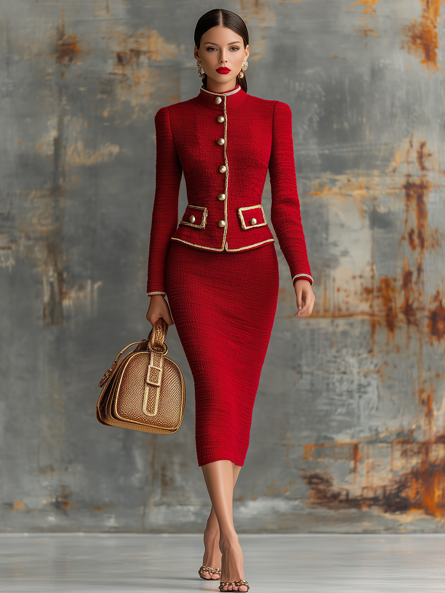 Talea - Elegantes Rock-Ensemble im Retro-Stil aus Strick gestreift