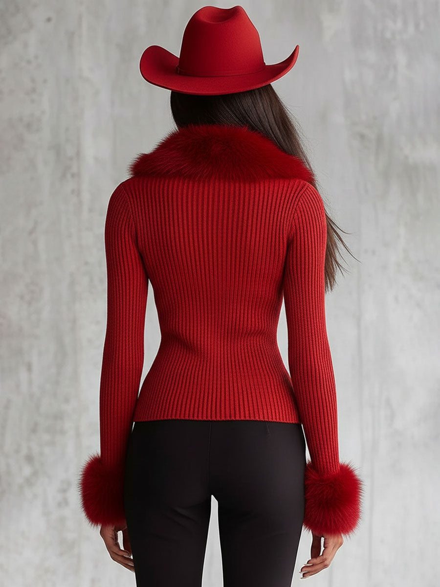 Barbara - Strickjacke für den Alltag aus Strick mit Reißverschluss und Kragen