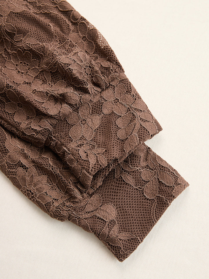 Traudel - Elegantes Maxikleid Western aus Spitze mit V-Ausschnitt und Schlitz