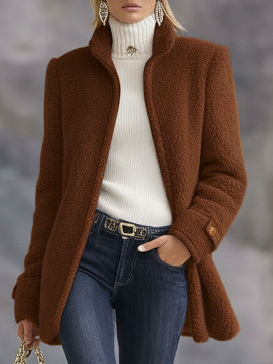Annette - Mantel lässig Retro mit Reißverschluss und Kragen