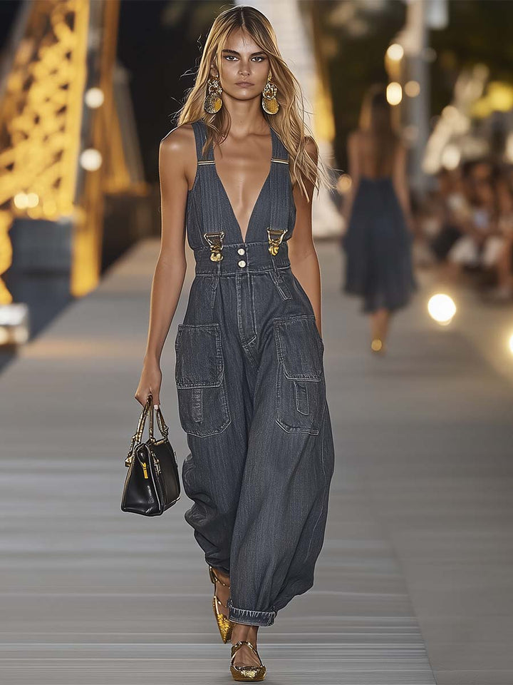 Anja - Overall für den Alltag aus Jeansstoff mit V-Ausschnitt