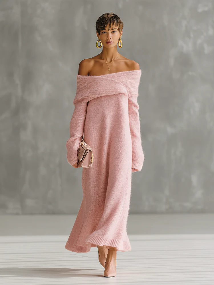 Luise - Maxikleid aus Strick schulterfrei