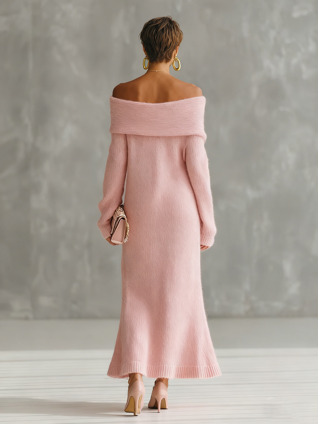 Luise - Maxikleid aus Strick schulterfrei