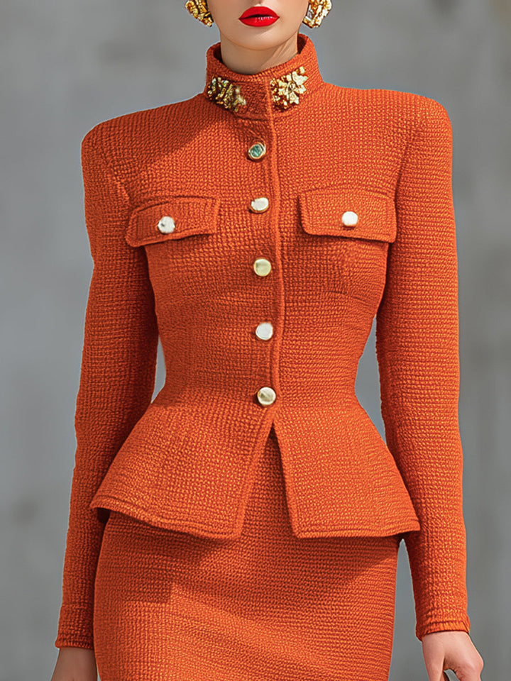 Frida - Elegantes Rock-Ensemble aus Strick mit Kragen
