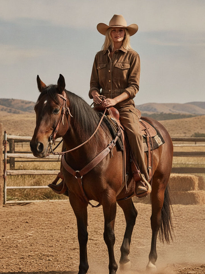 Annika - Overall Western im Retro-Stil aus Jeansstoff mit Kragen