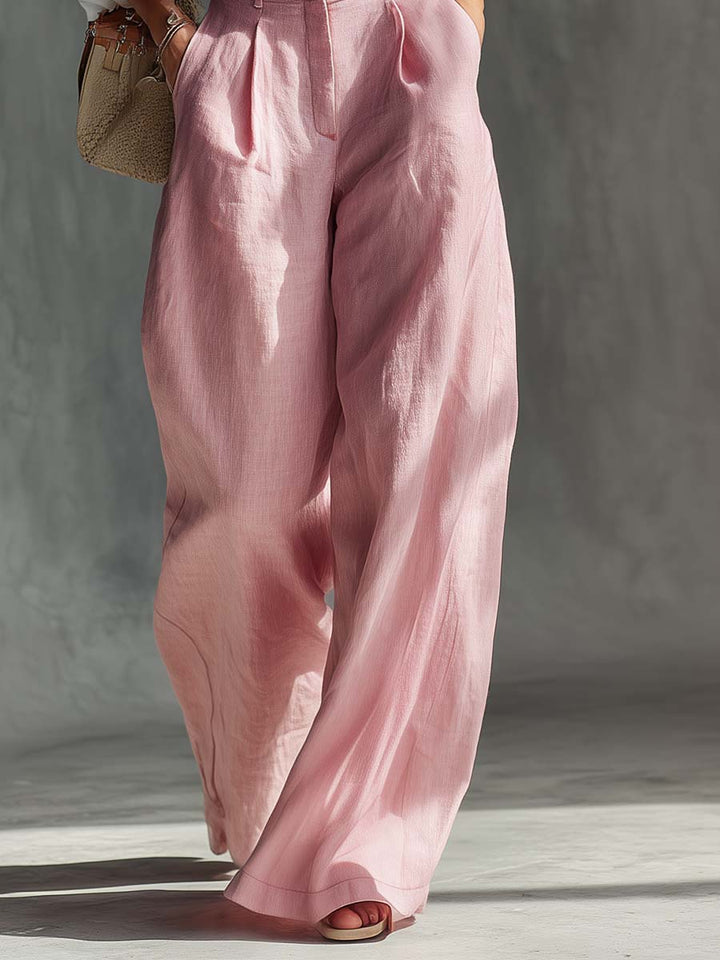 Margot - Latzhose elegant im Retro-Stil aus Leinen mit V-Ausschnitt