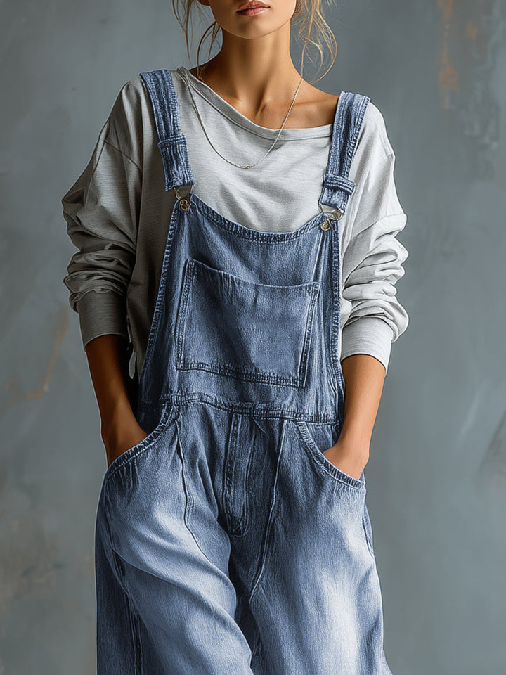 Elisabeth - Latzhose lässig Retro aus Jeansstoff mit Taschen