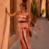 Annelie - Maxikleid mit Bandeau Ausschnitt und Print