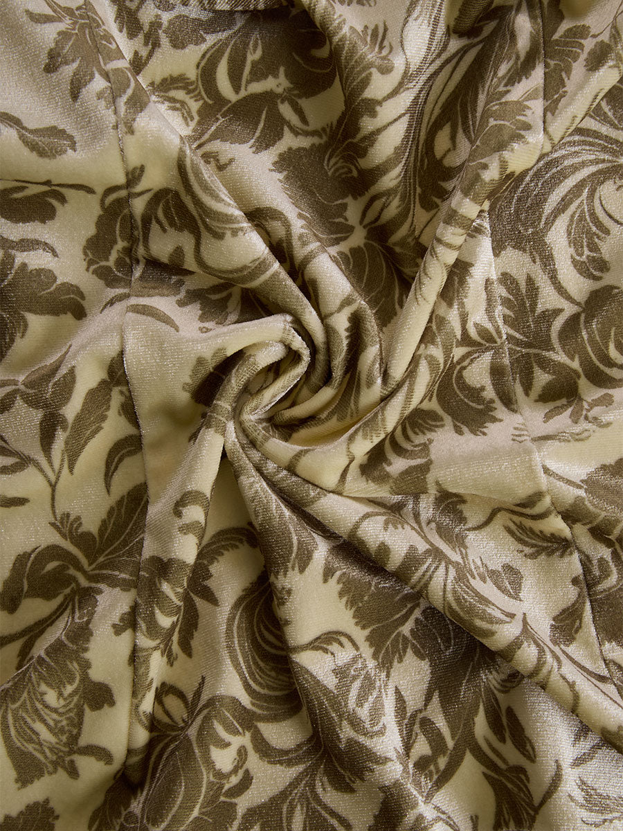Luisa - Bluse elegant für besondere Abende aus Samt Blumenmuster mit Kragen