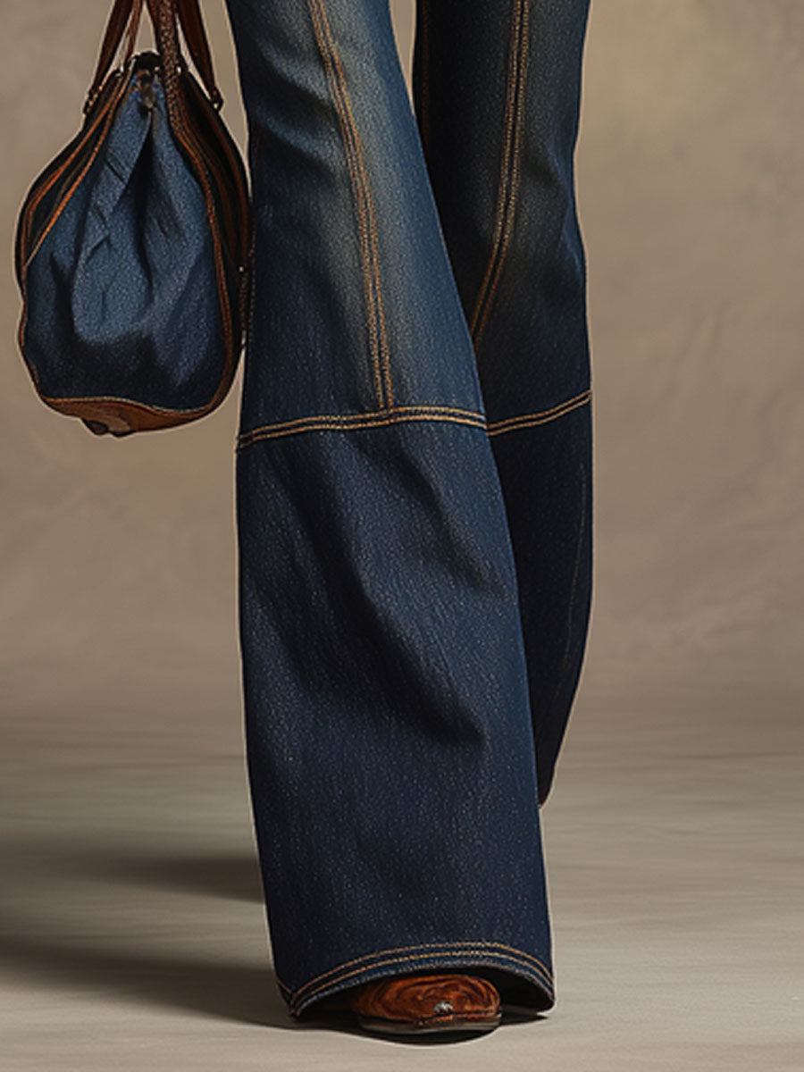 Carina - Hose Western im Retro-Stil aus Jeansstoff gestreift