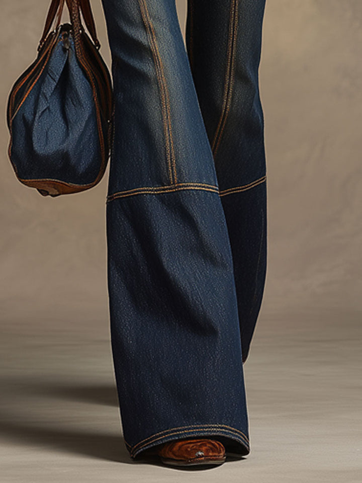 Carina - Hose Western im Retro-Stil aus Jeansstoff gestreift