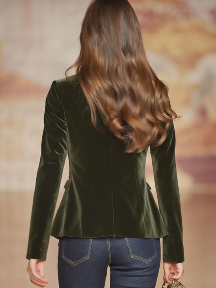 Ruth - Jacke elegant im Retro-Stil aus Samt mit Kragen und Knöpfen