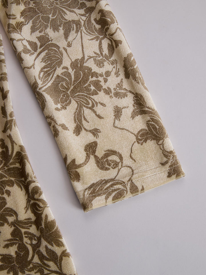 Luisa - Bluse elegant für besondere Abende aus Samt Blumenmuster mit Kragen