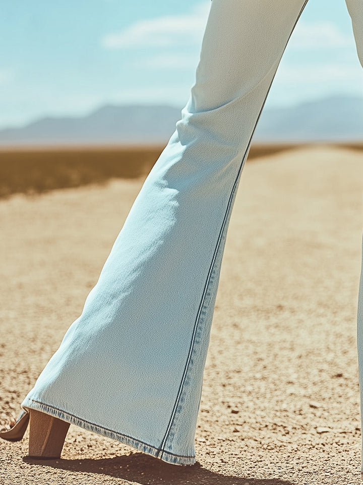 Valerie - Hose Western im Retro-Stil aus Jeansstoff mit Sternen und Taschen und Stickerei