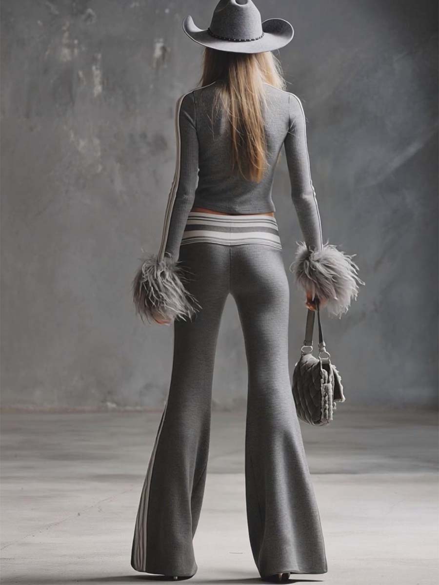 Rosi - Hosen-Ensemble Western im Retro-Stil aus Strick gestreift