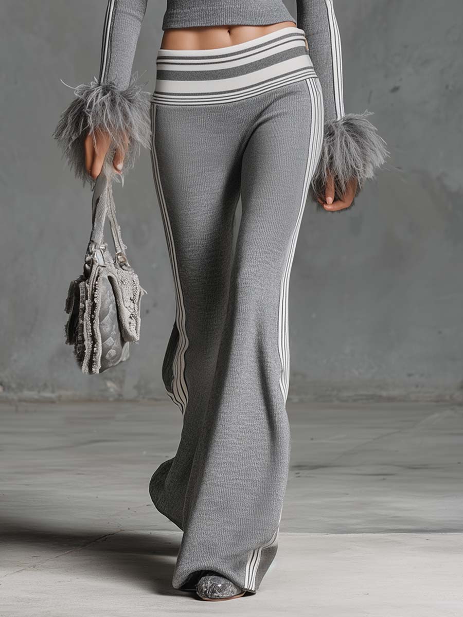 Rosi - Hosen-Ensemble Western im Retro-Stil aus Strick gestreift